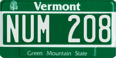 VT license plate NUM208