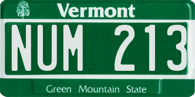 VT license plate NUM213