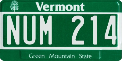 VT license plate NUM214