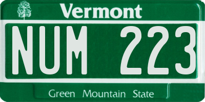 VT license plate NUM223