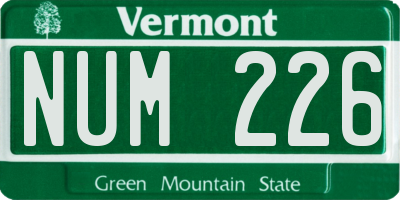 VT license plate NUM226