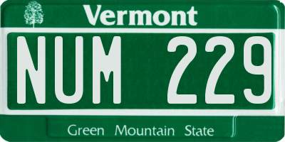 VT license plate NUM229