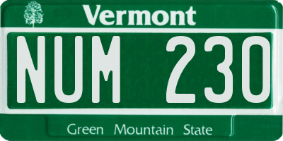 VT license plate NUM230