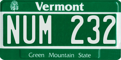 VT license plate NUM232