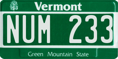VT license plate NUM233
