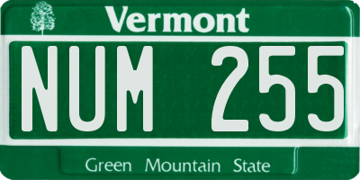 VT license plate NUM255