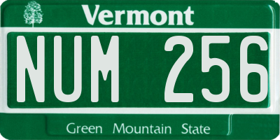 VT license plate NUM256