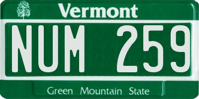 VT license plate NUM259
