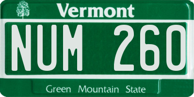 VT license plate NUM260