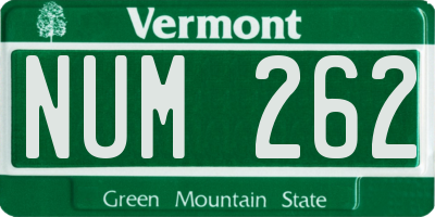 VT license plate NUM262