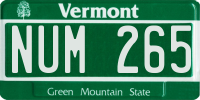 VT license plate NUM265