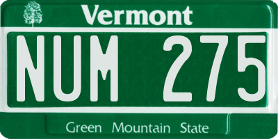 VT license plate NUM275