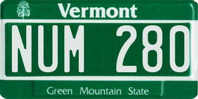 VT license plate NUM280
