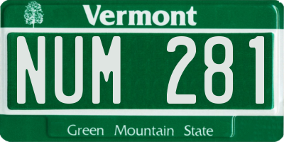 VT license plate NUM281