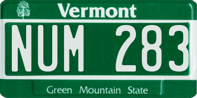 VT license plate NUM283