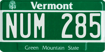 VT license plate NUM285