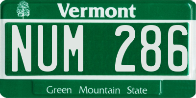 VT license plate NUM286