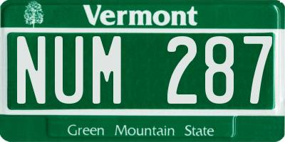 VT license plate NUM287