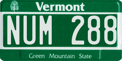 VT license plate NUM288