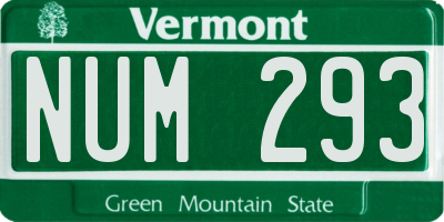 VT license plate NUM293