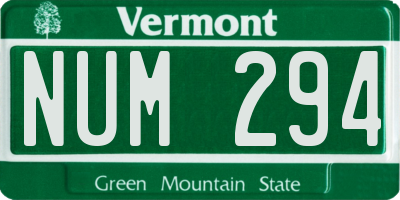 VT license plate NUM294
