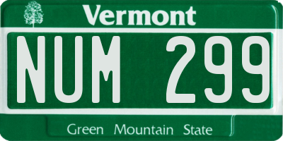 VT license plate NUM299