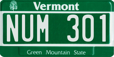 VT license plate NUM301