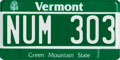 VT license plate NUM303