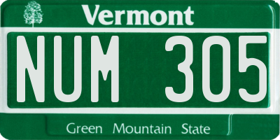 VT license plate NUM305