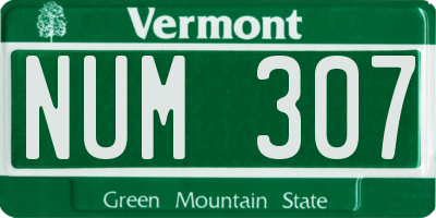VT license plate NUM307