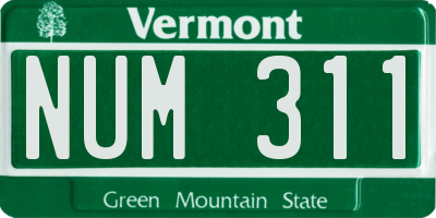 VT license plate NUM311