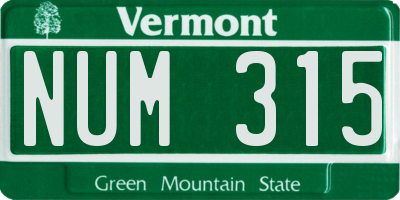 VT license plate NUM315