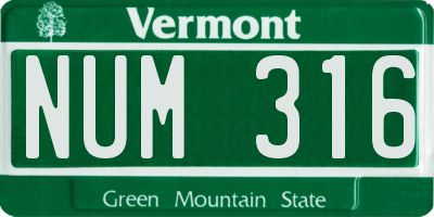 VT license plate NUM316