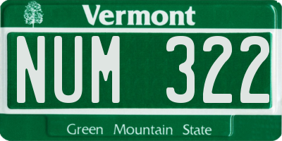 VT license plate NUM322
