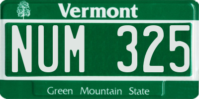 VT license plate NUM325