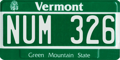 VT license plate NUM326