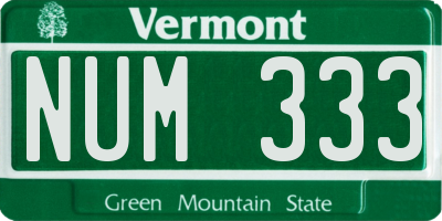 VT license plate NUM333