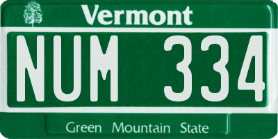 VT license plate NUM334