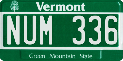 VT license plate NUM336