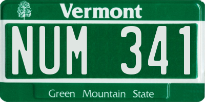 VT license plate NUM341