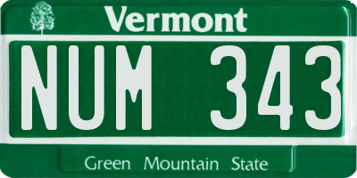VT license plate NUM343