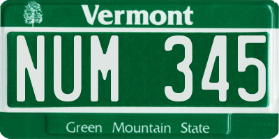 VT license plate NUM345