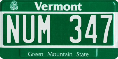 VT license plate NUM347