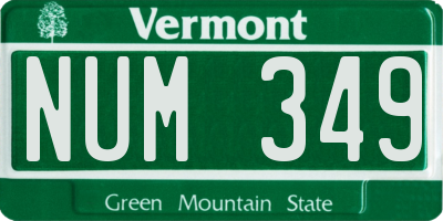 VT license plate NUM349