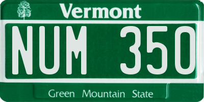 VT license plate NUM350