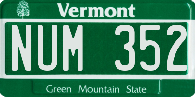 VT license plate NUM352
