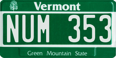 VT license plate NUM353