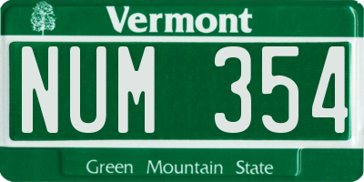 VT license plate NUM354