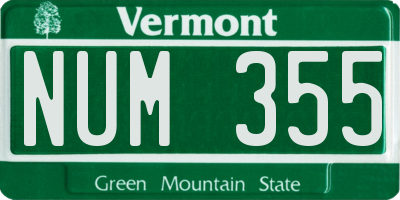VT license plate NUM355