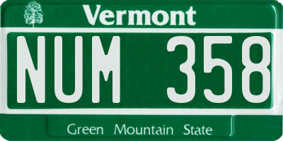 VT license plate NUM358